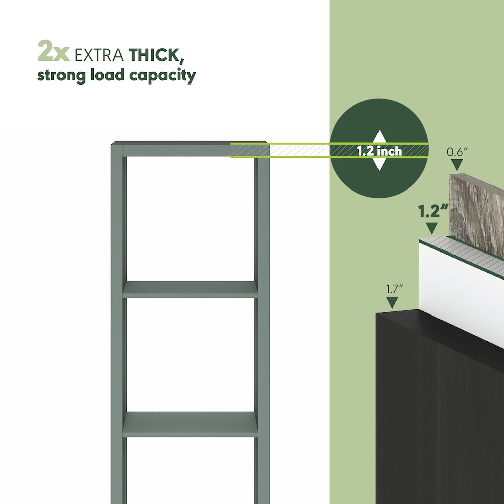 4-Cube Vertical Thick Frame Bookshelf, Sage Green. Picture 5