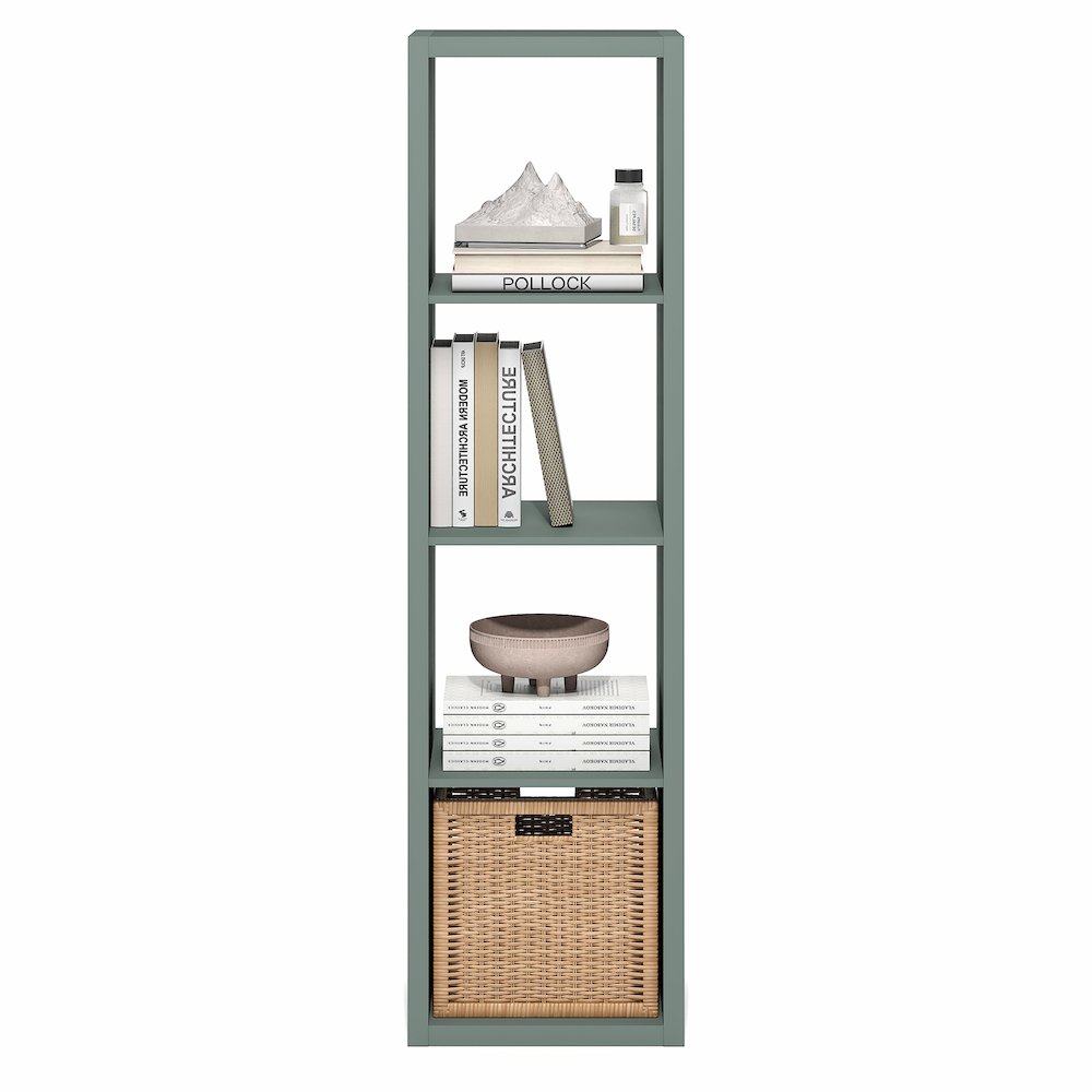 4-Cube Vertical Thick Frame Bookshelf, Sage Green. Picture 2