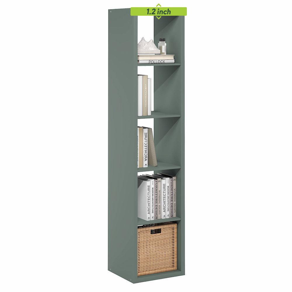 5-Cube Vertical Thick Frame Bookshelf, Sage Green. Picture 3