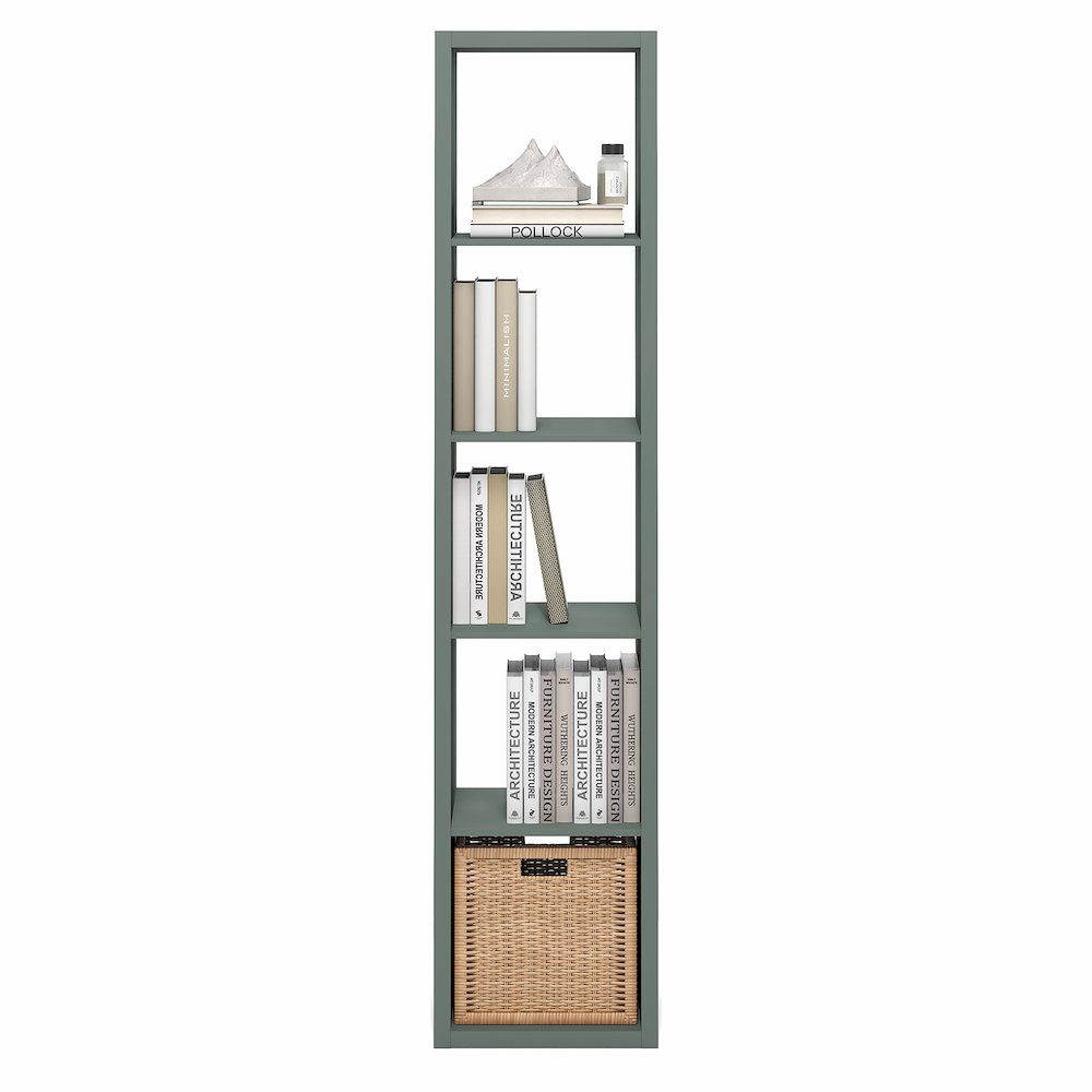 5-Cube Vertical Thick Frame Bookshelf, Sage Green. Picture 2