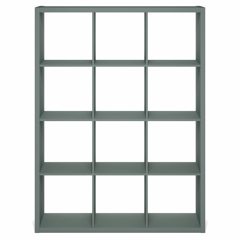 12-Cube Thick Frame Bookshelf, Reversible Bookcase with Open Back, Sage Green. Picture 7