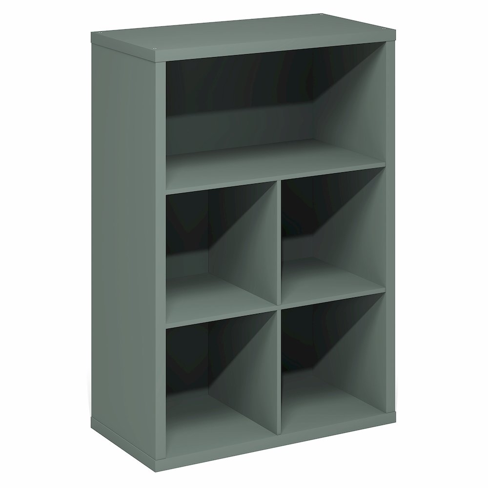 5-Cube Thick Frame Bookshelf, Reversible Bookcase with Closed Back, Sage Green. Picture 1