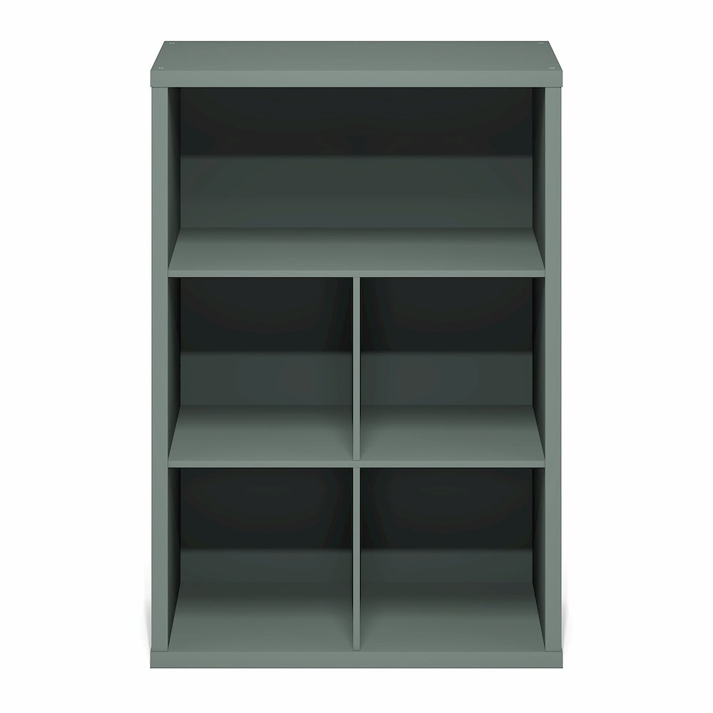5-Cube Thick Frame Bookshelf, Reversible Bookcase with Closed Back, Sage Green. Picture 7