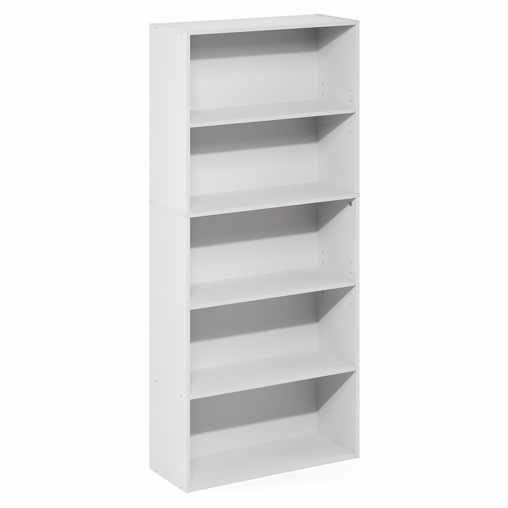 5-Tier Bookshelf, 52 Inch Tall Bookcase with Adjustable Shelf, White. Picture 1
