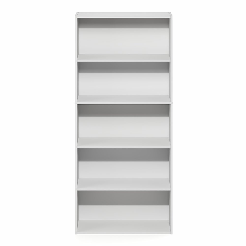 5-Tier Bookshelf, 52 Inch Tall Bookcase with Adjustable Shelf, White. Picture 2