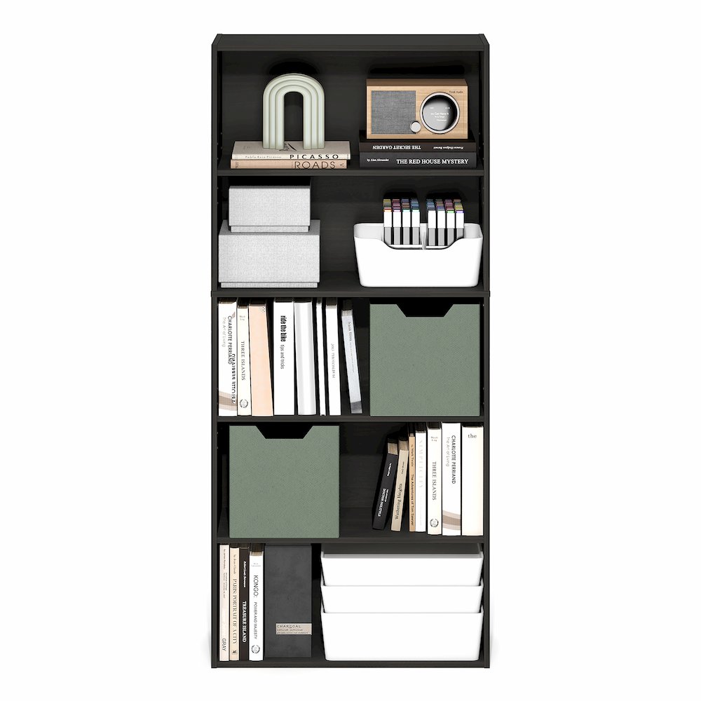 5-Tier Bookshelf, 52 Inch Tall Bookcase with Adjustable Shelf, Espresso. Picture 4