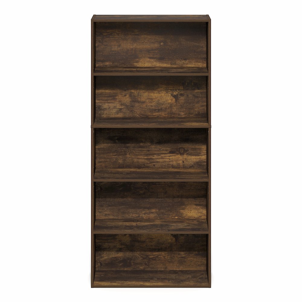 5-Tier Bookshelf, 52 Inch Tall Bookcase with Adjustable Shelf, Amber Pine. Picture 2