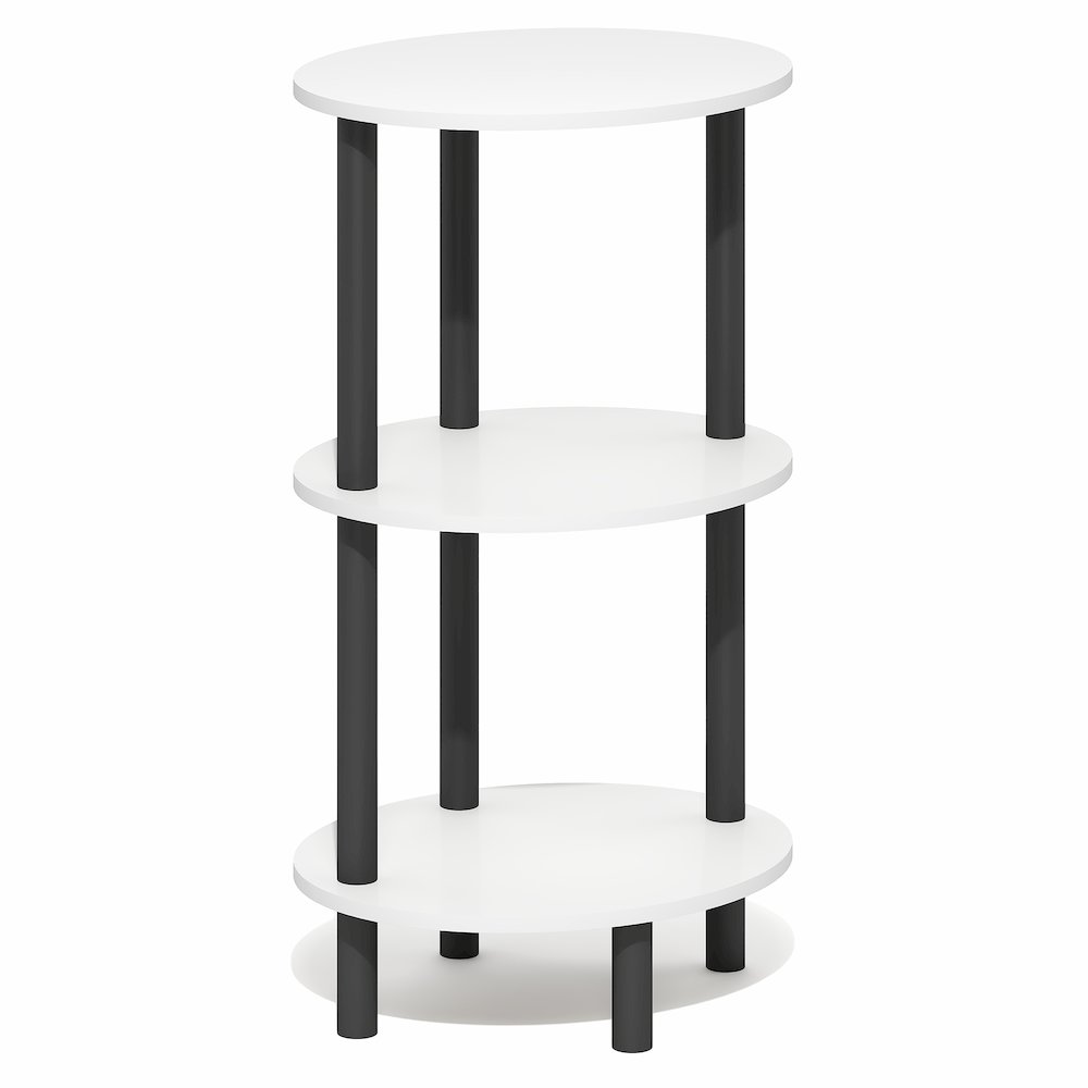 TURN-N-TUBE 3-Tier Oval Night Stand, Toolless Assembly Narrow Nightstand, White. Picture 1