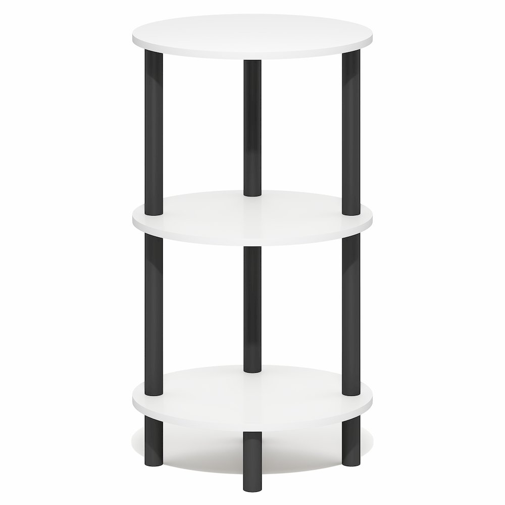TURN-N-TUBE 3-Tier Oval Night Stand, Toolless Assembly Narrow Nightstand, White. Picture 3