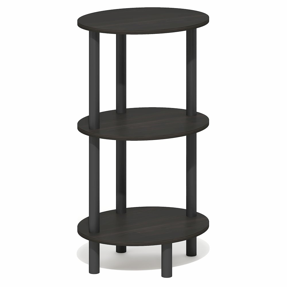 TURN-N-TUBE 3-Tier Oval Night Stand, Espresso. Picture 1