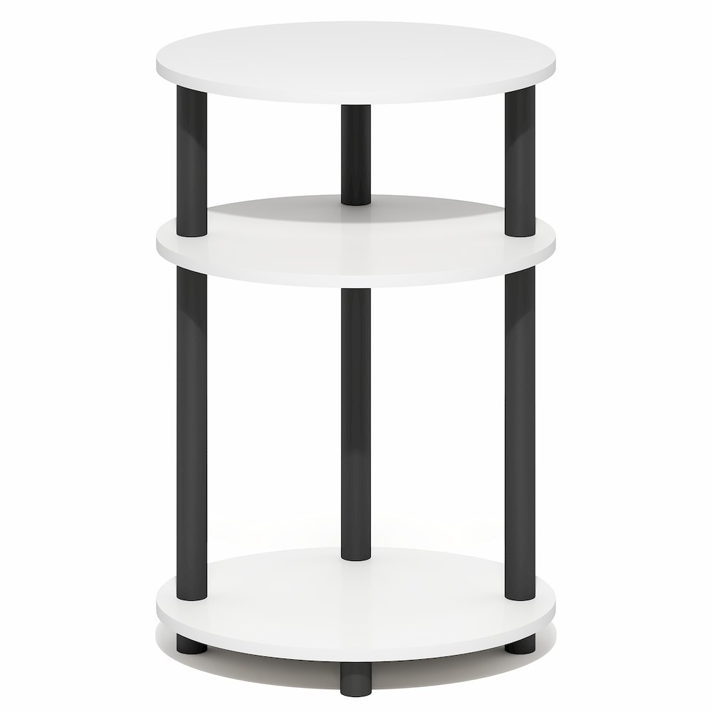 3-Tier 23" Tall Oval Nightstand, Bedside Table with Open Shelving, White. Picture 1