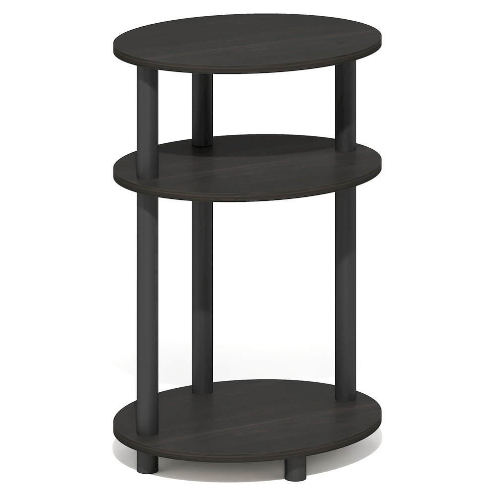 TURN-N-TUBE 3-Tier Oval Night Stand, Modern Compact Side Table, Espresso. Picture 1