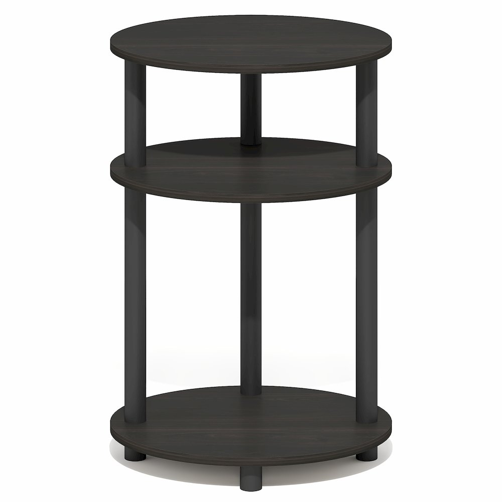 TURN-N-TUBE 3-Tier Oval Night Stand, Modern Compact Side Table, Espresso. Picture 3
