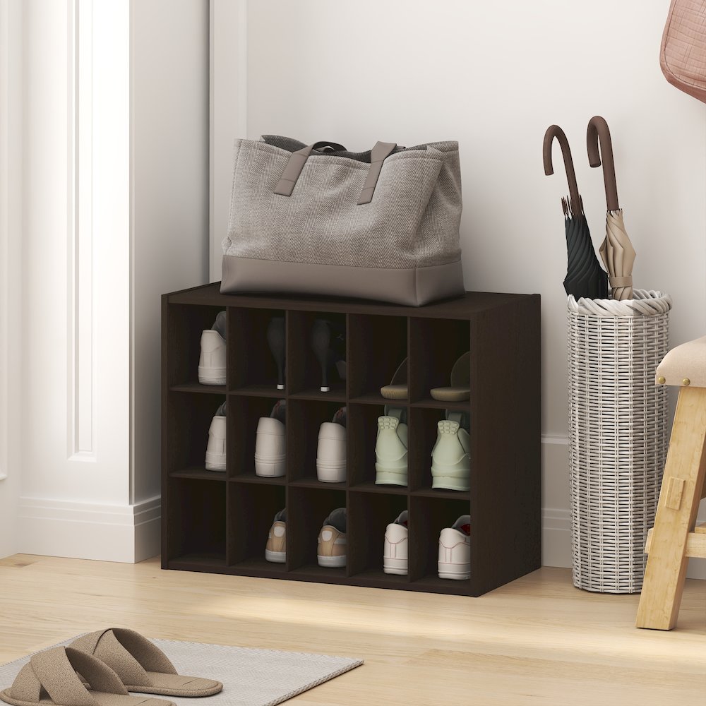 FANO Shoe Rack, 15-Cube Shoe Organizer, Stackable Shoe Storage, White. Picture 3