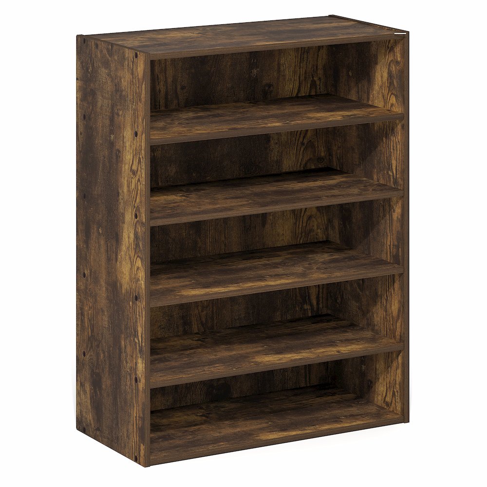 FANO Shoe Rack, 5-Tier Shoe Organizer, Stackable Shoe Storage, Amber Pine. Picture 1