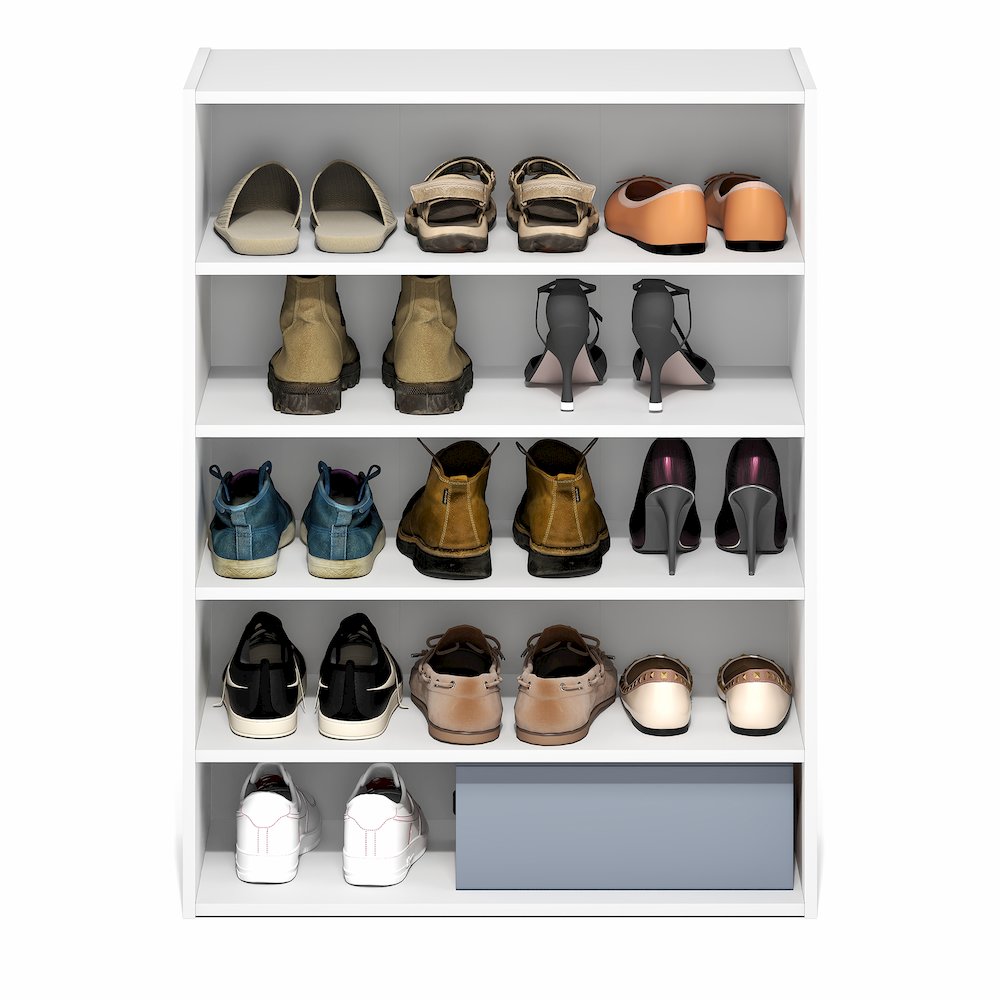 FANO Shoe Rack, 5-Tier Shoe Organizer, Stackable Shoe Storage, Black Dark Oak. Picture 6