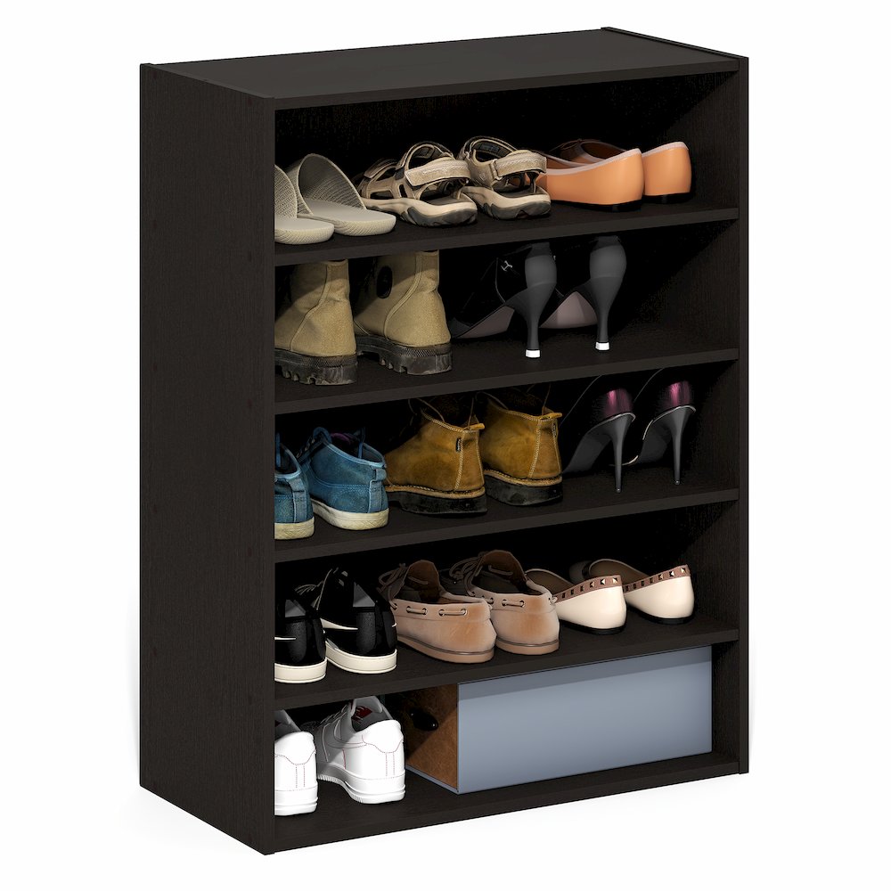 FANO Shoe Rack, 5-Tier Shoe Organizer, Stackable Shoe Storage, White. Picture 4