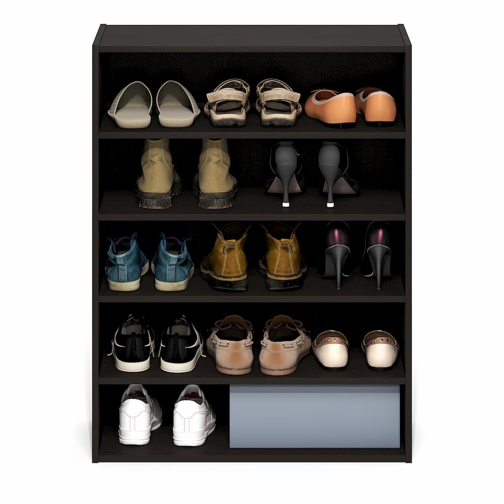 FANO Shoe Rack, 5-Tier Shoe Organizer, Stackable Shoe Storage, White. Picture 5