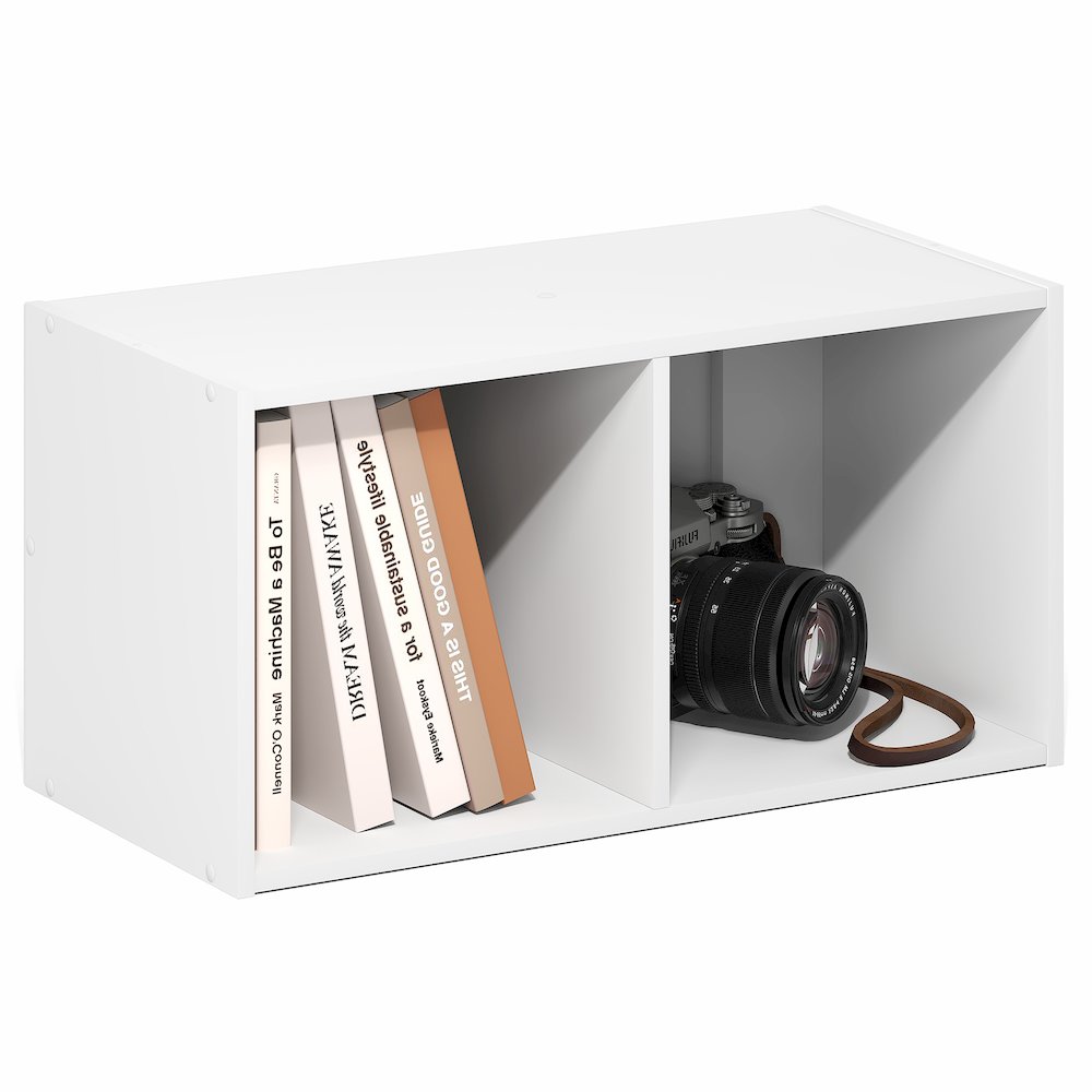 FANO 2-Cube Floating Shelves for Wall, Standing Bookshelf, White. Picture 4