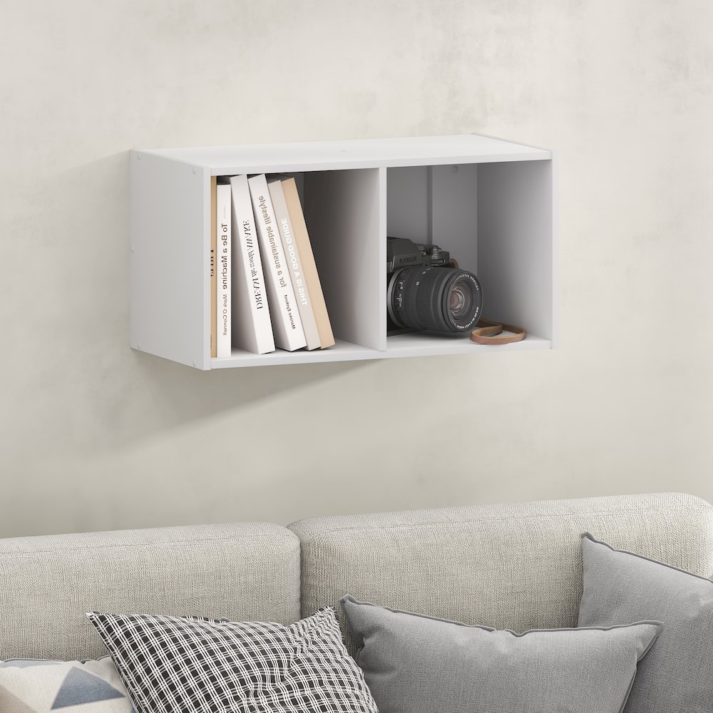 FANO 2-Cube Floating Shelves for Wall, Standing Bookshelf, White. Picture 3