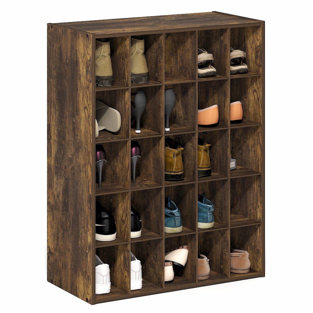 FANO Shoe Rack, 25-Cube Shoe Organizer, Stackable Shoe Organizer, Amber Pine. Picture 4