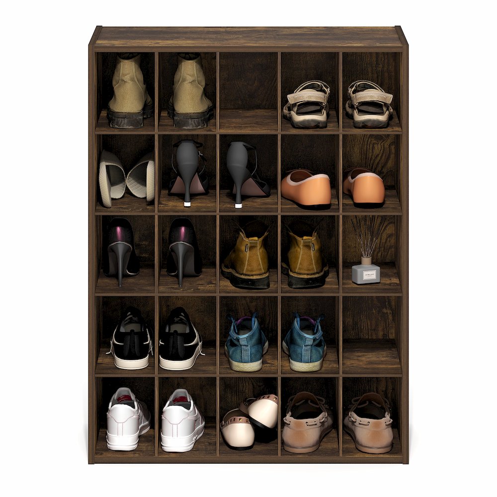 FANO Shoe Rack, 25-Cube Shoe Organizer, Stackable Shoe Organizer, Amber Pine. Picture 5