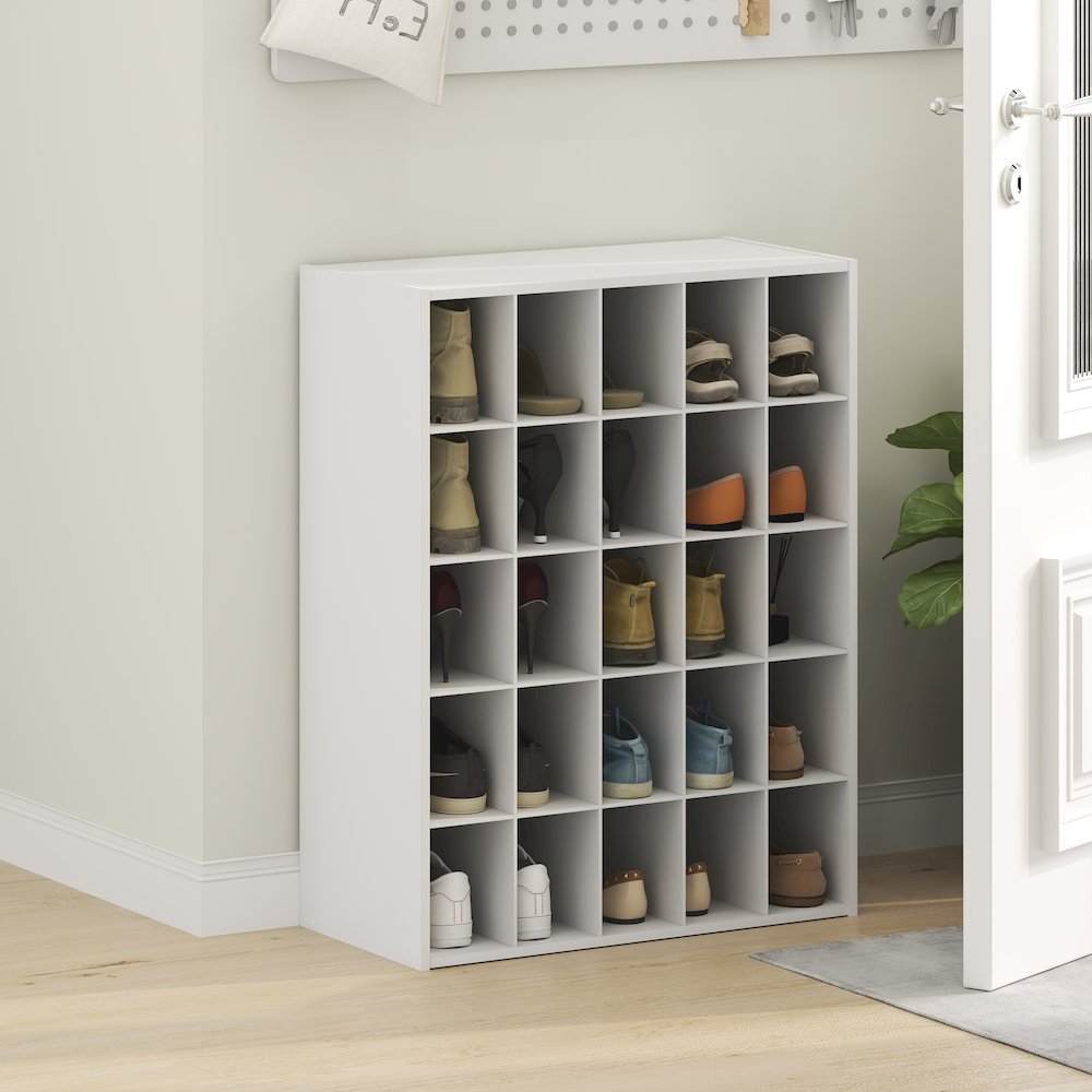 FANO Shoe Rack, 25-Cube Shoe Organizer, Stackable Shoe Organizer, White. Picture 3
