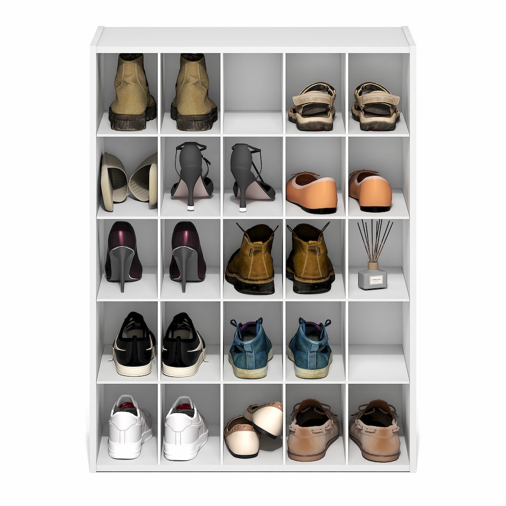 FANO Shoe Rack, 25-Cube Shoe Organizer, Stackable Shoe Organizer, White. Picture 5