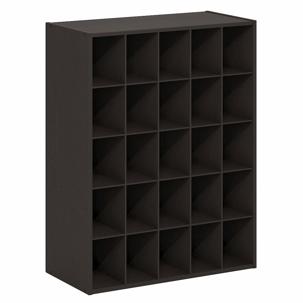 FANO Shoe Rack, 25-Cube Shoe Organizer, Stackable Shoe Organizer, Black Dark Oak. Picture 1