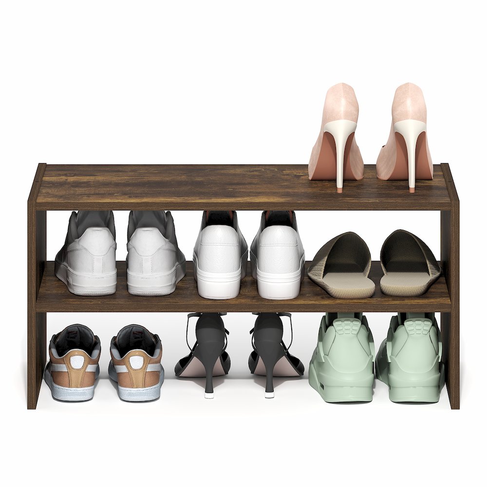 FANO Shoe Rack, 24-Inch Width Shoe Organizer, Stackable Shoe Storage, Amber Pine. Picture 6