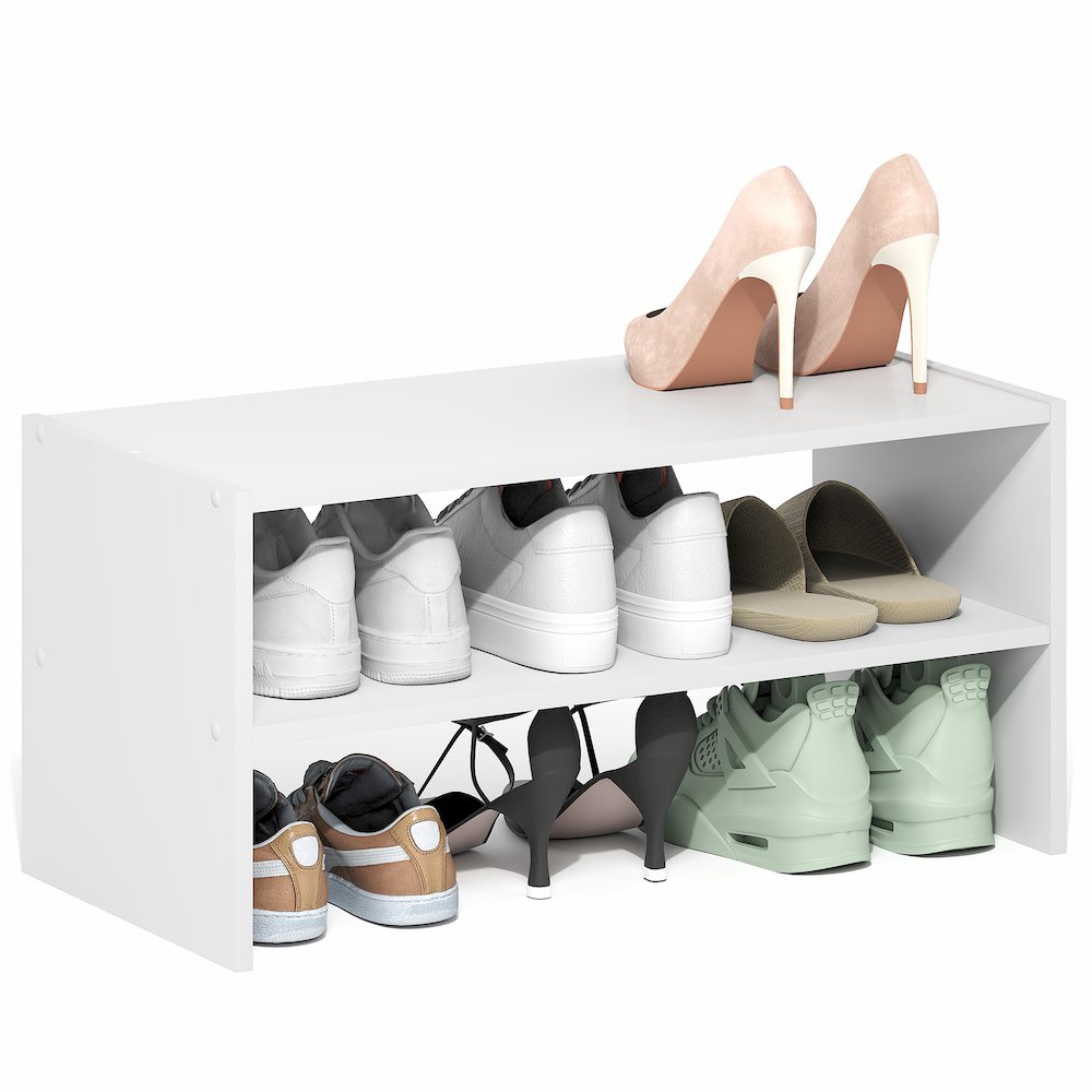 FANO Shoe Rack, 24-Inch Width Shoe Organizer, Stackable Shoe Storage, White. Picture 4