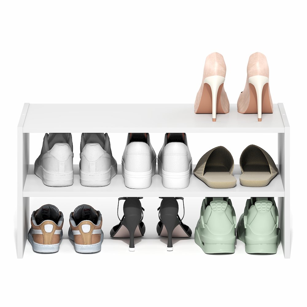 FANO Shoe Rack, 24-Inch Width Shoe Organizer, Stackable Shoe Storage, White. Picture 5