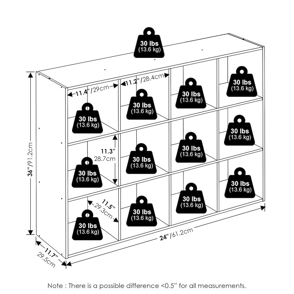 PELLI Book Shelf, 12-Cube Bookshelf, Cube Storage Organizer Bookcase, White. Picture 6