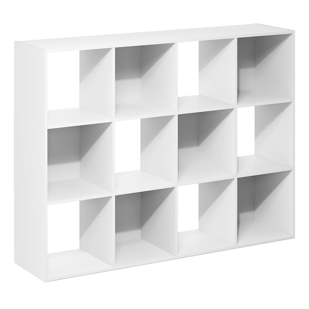 PELLI Book Shelf, 12-Cube Bookshelf, Cube Storage Organizer Bookcase, White. Picture 1