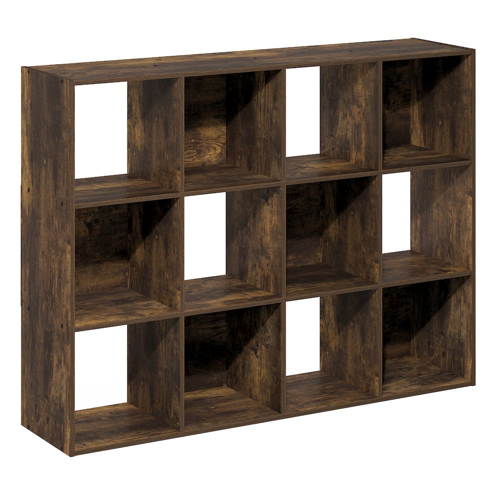 PELLI Book Shelf, 12-Cube Bookshelf, Cube Storage Organizer Bookcase, Amber Pine. Picture 1