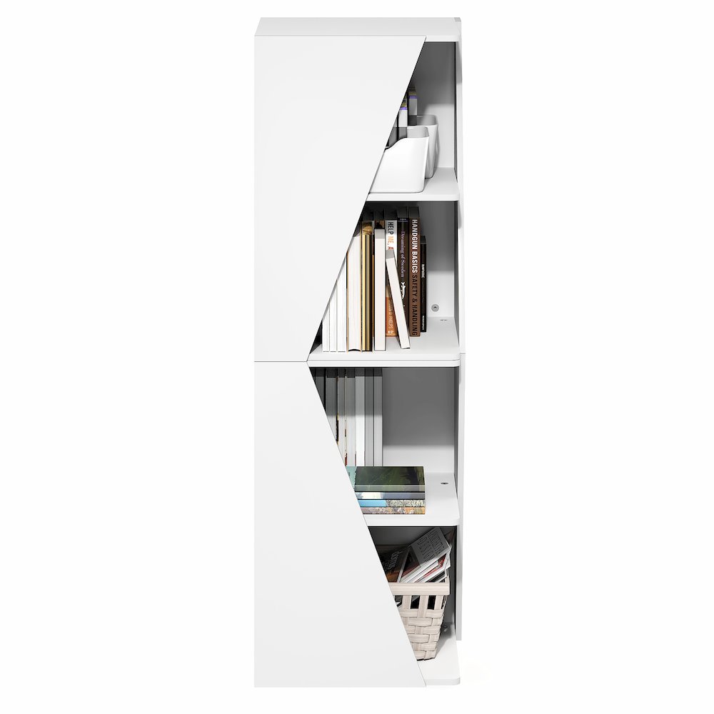 Stackable 2-in-1 Bookshelf, 4-Tier Corner Bookcase with Display Shelf. Picture 7