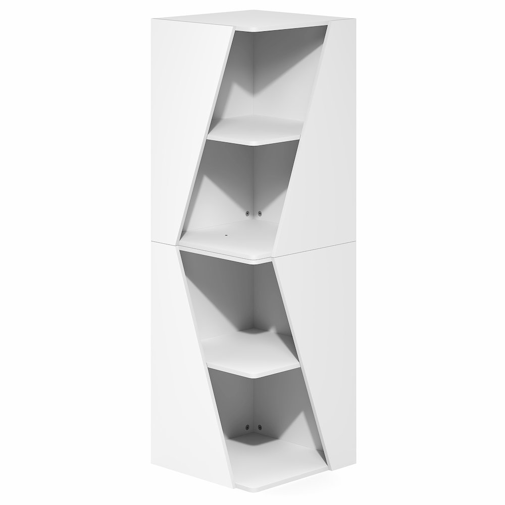 Stackable 2-in-1 Bookshelf, 4-Tier Corner Bookcase with Display Shelf. Picture 1