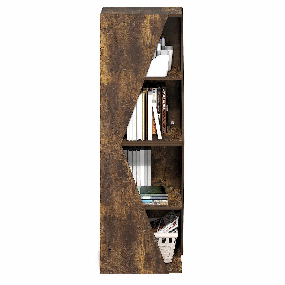 Stackable 2-in-1 Bookshelf, 4-Tier Corner Bookcase with Display Shelf. Picture 7