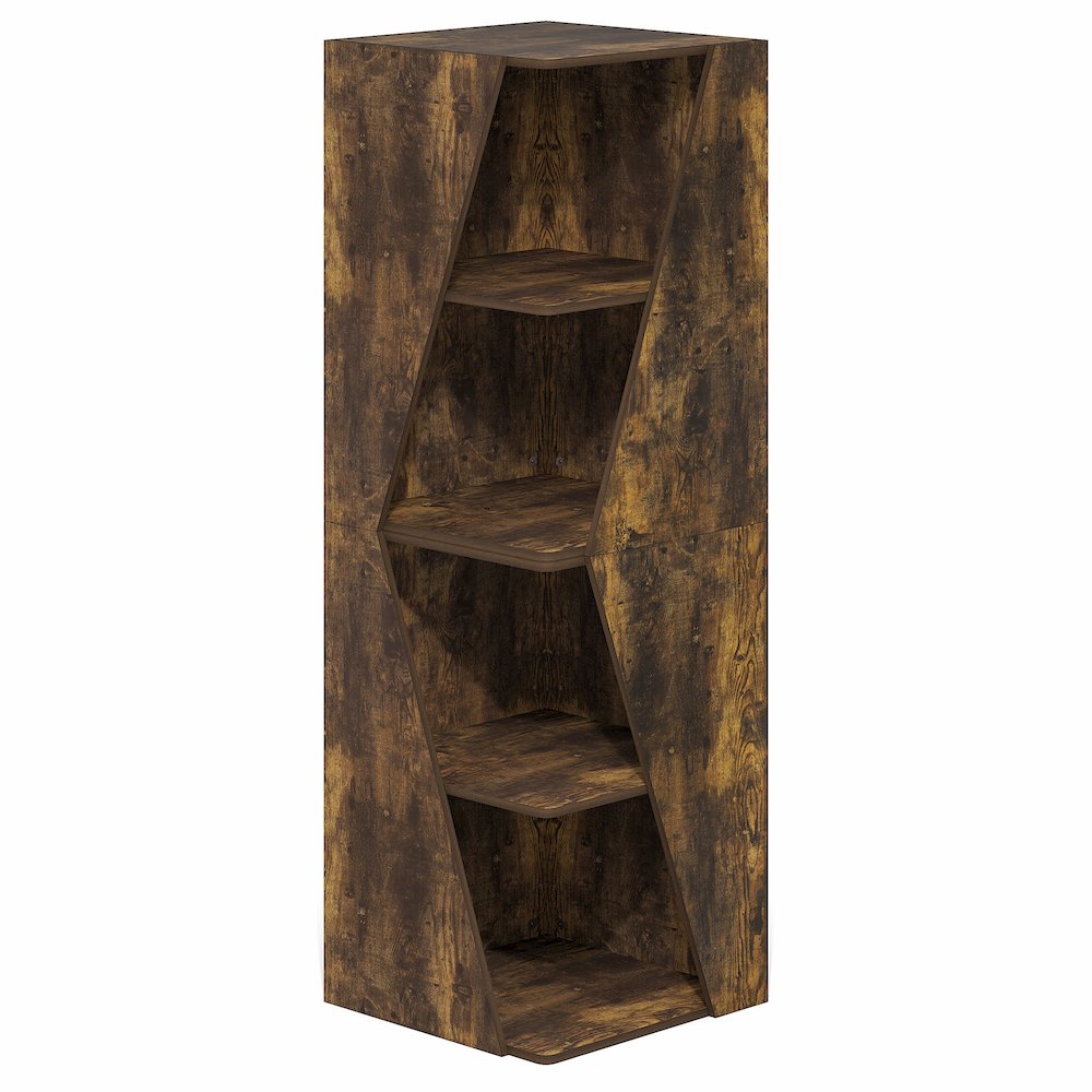 Stackable 2-in-1 Bookshelf, 4-Tier Corner Bookcase with Display Shelf. Picture 2