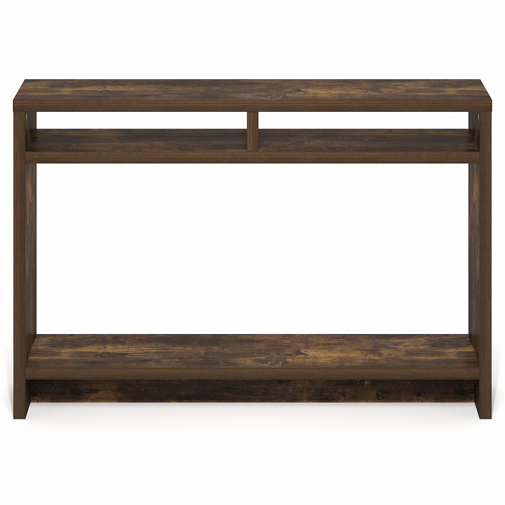 3-Tier Narrow Console Table with Extra Thick Frame and Storage Shelf, Amber Pine. Picture 1