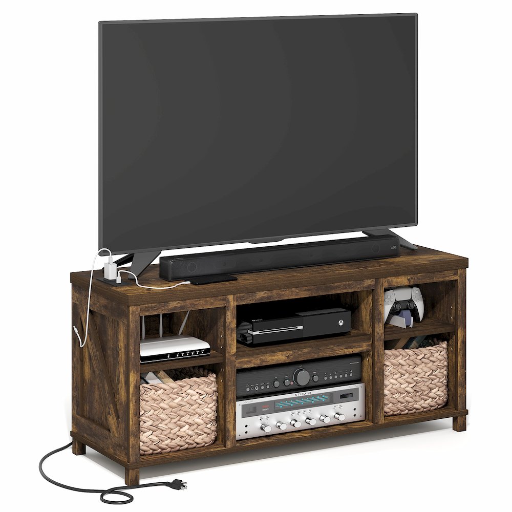3-Tier Entertainment Center for TV up to 55 Inch with USB Ports & Power Outlets. Picture 2