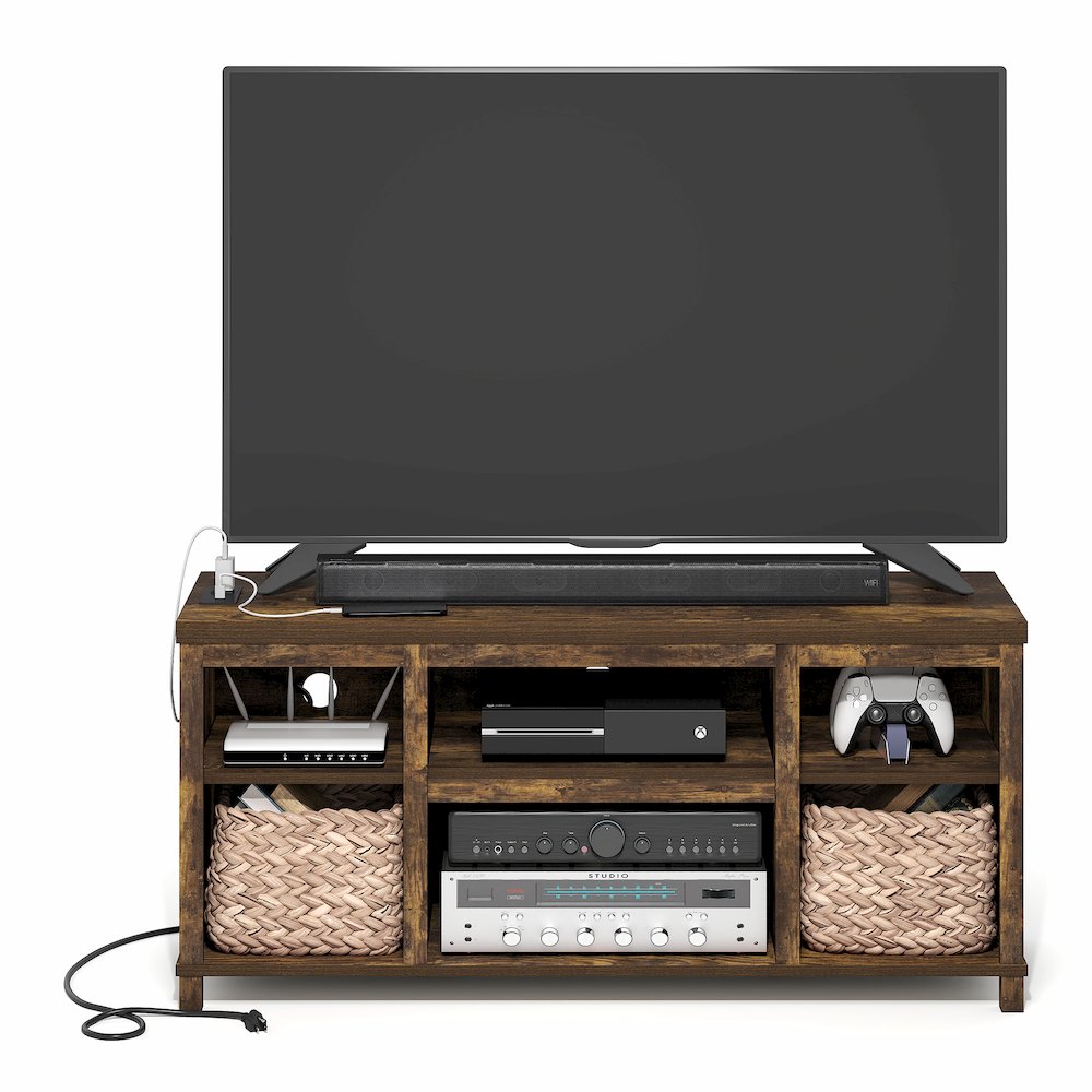 3-Tier Entertainment Center for TV up to 55 Inch with USB Ports & Power Outlets. Picture 5