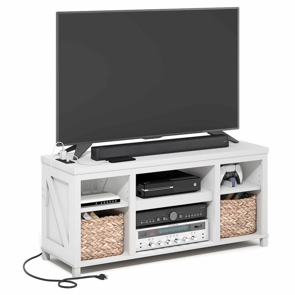 3-Tier Entertainment Center for TV up to 55 Inch with USB Ports & Power Outlets. Picture 3