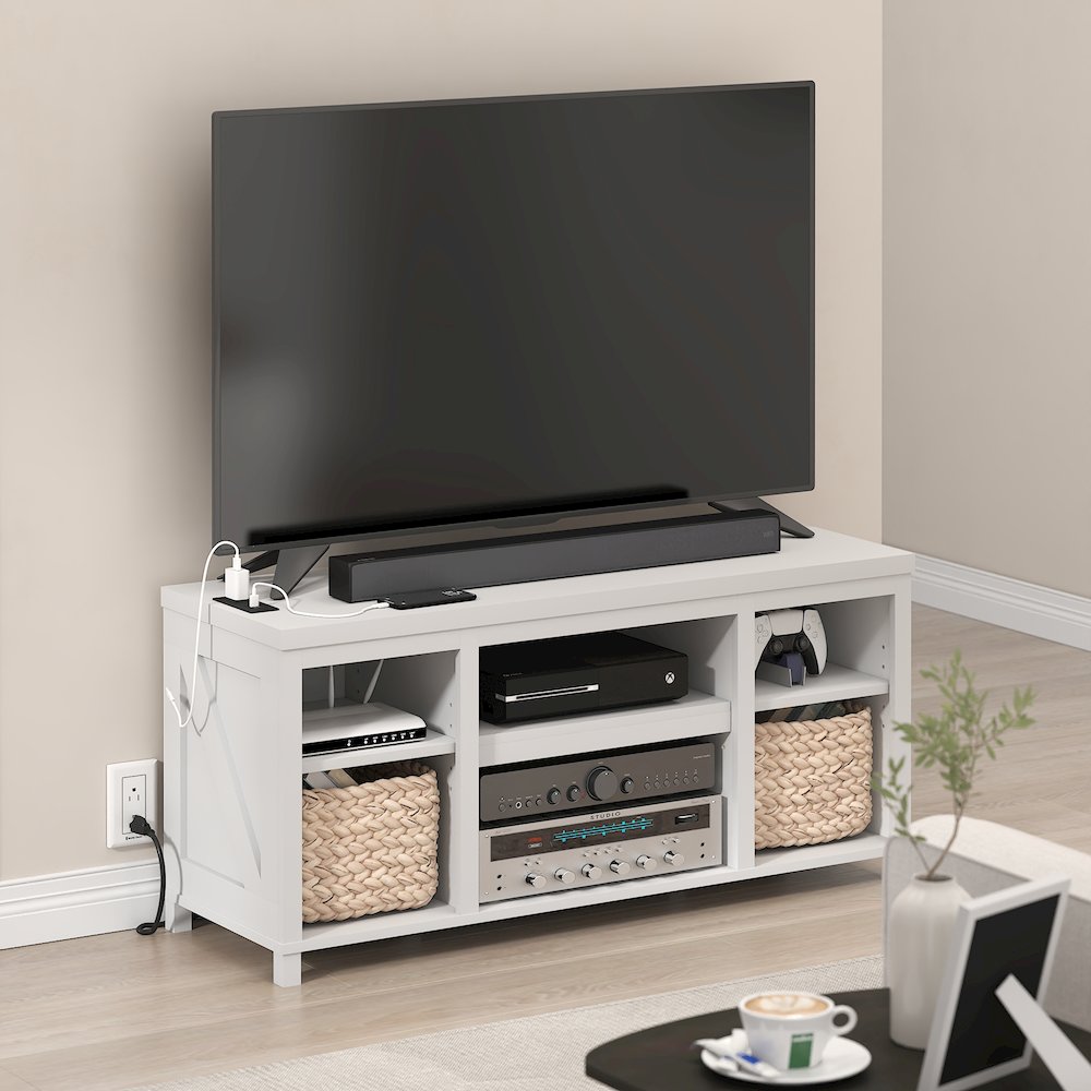 3-Tier Entertainment Center for TV up to 55 Inch with USB Ports & Power Outlets. Picture 4