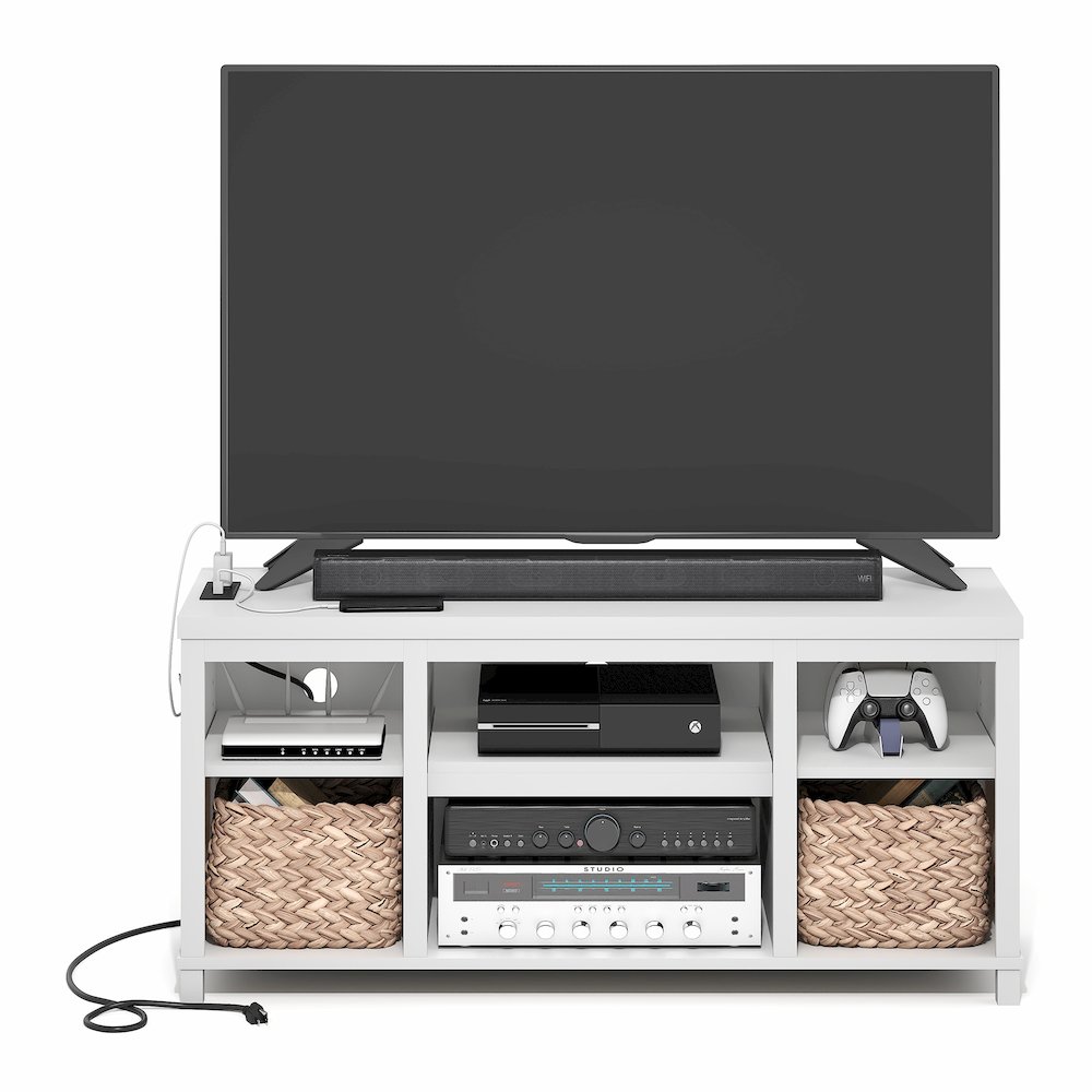 3-Tier Entertainment Center for TV up to 55 Inch with USB Ports & Power Outlets. Picture 6