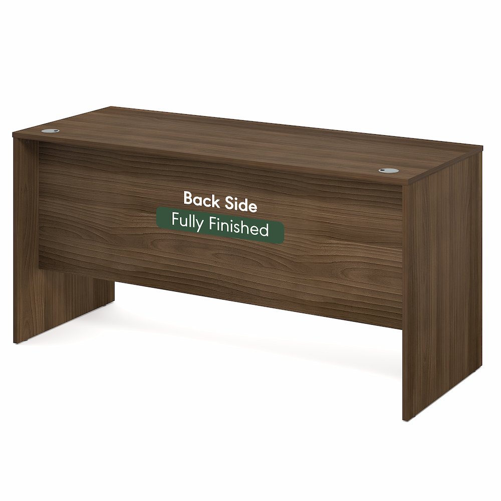60 Inch Rectangular Executive Desk with Modesty Panel, Modern Walnut. Picture 5