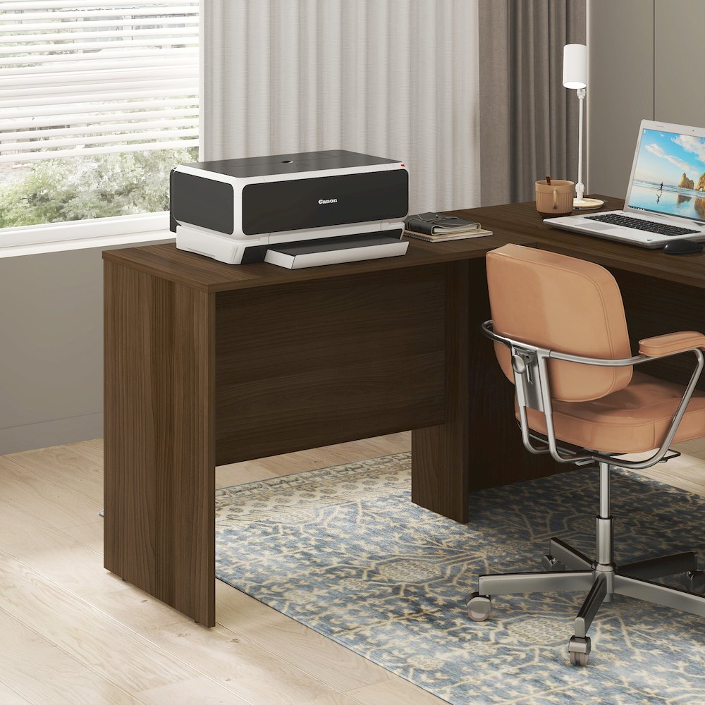 35 Inch Rectangular Desk Return for Executive Desk, Modern Walnut. Picture 6