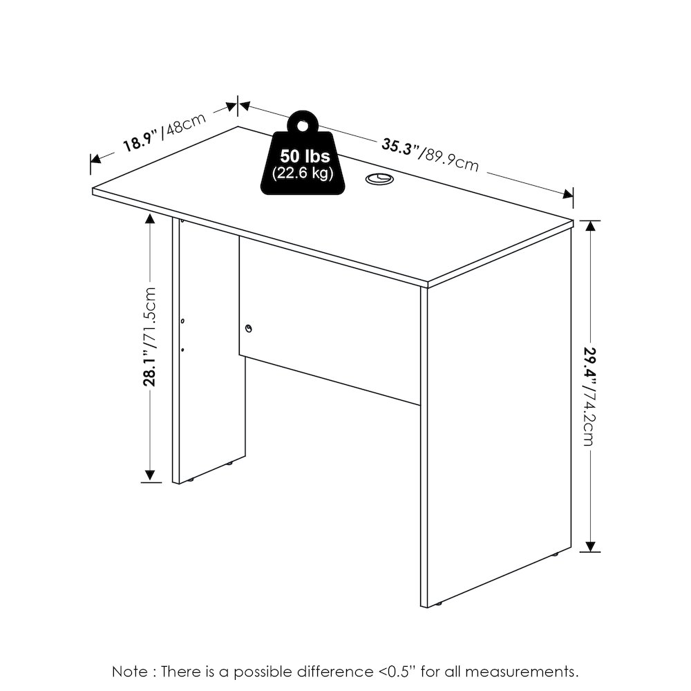 35 Inch Rectangular Desk Return for Executive Desk, Modern Walnut. Picture 7