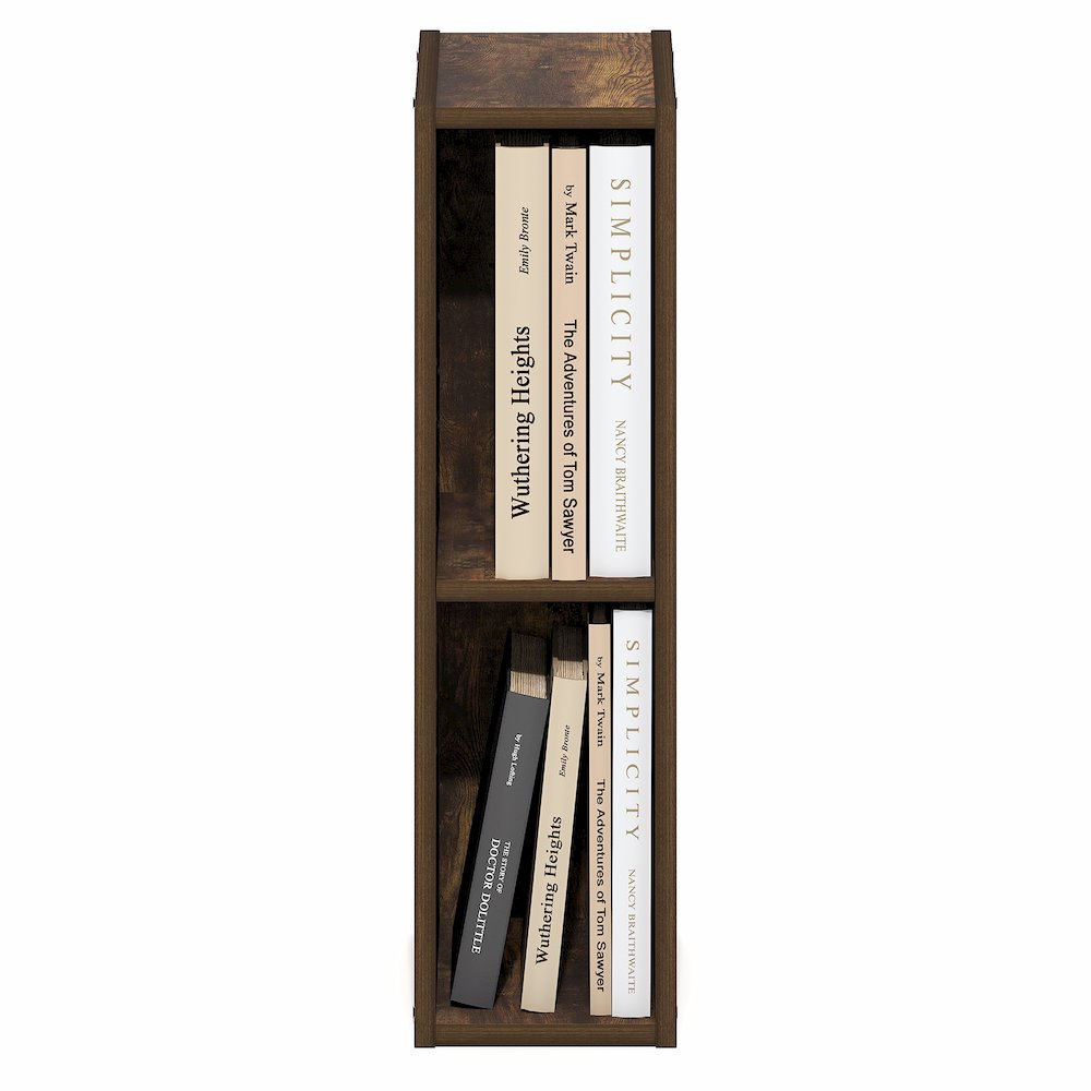 2-Tier Narrow Bookshelf, Bookcase with 6-In Width Storage Shelf, Amber Pine. Picture 3