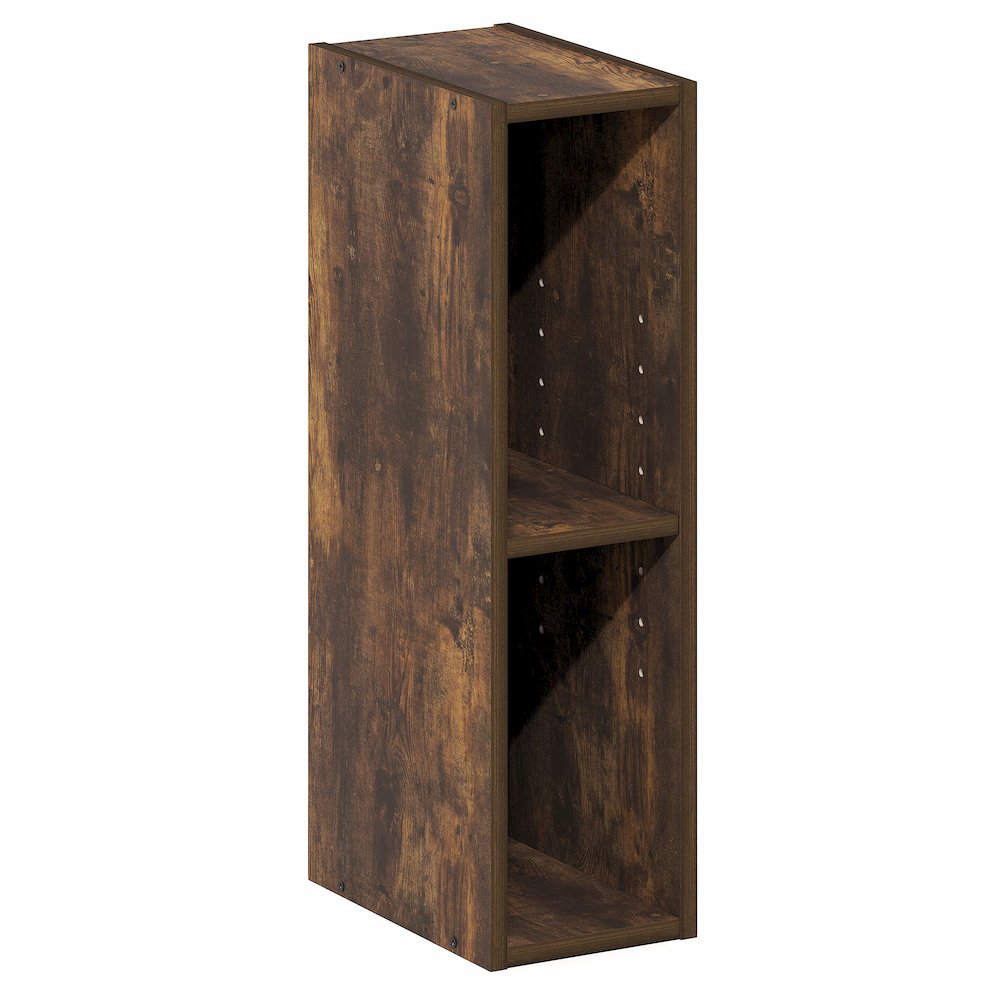 2-Tier Narrow Bookshelf, Bookcase with 6-In Width Storage Shelf, Amber Pine. Picture 1